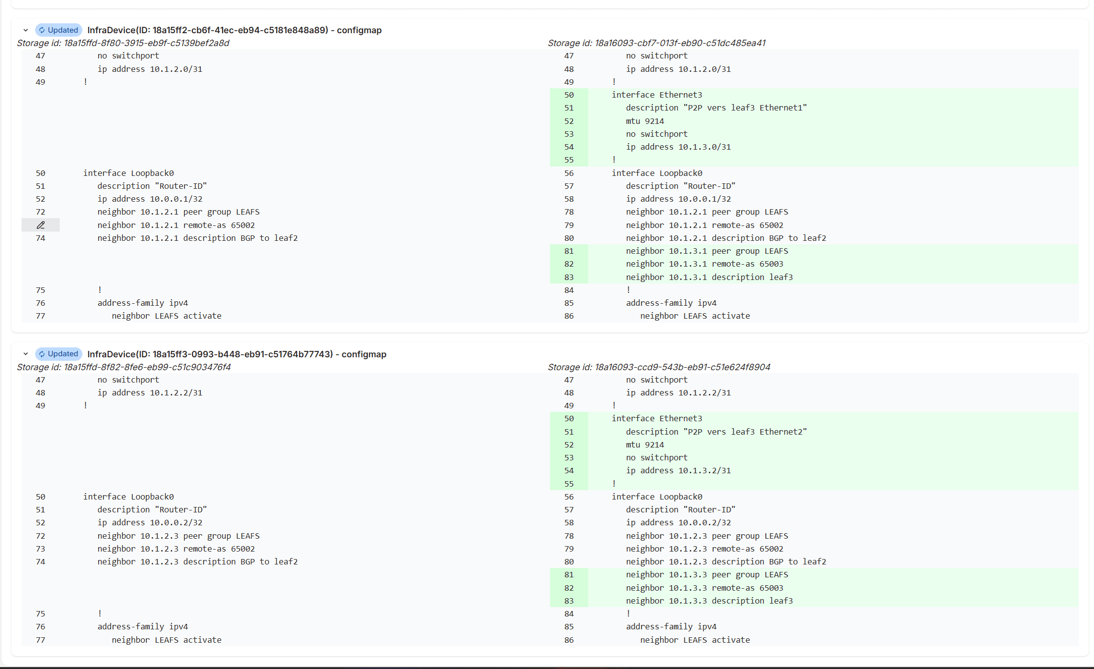 Artifact diff - spines avec Ethernet3