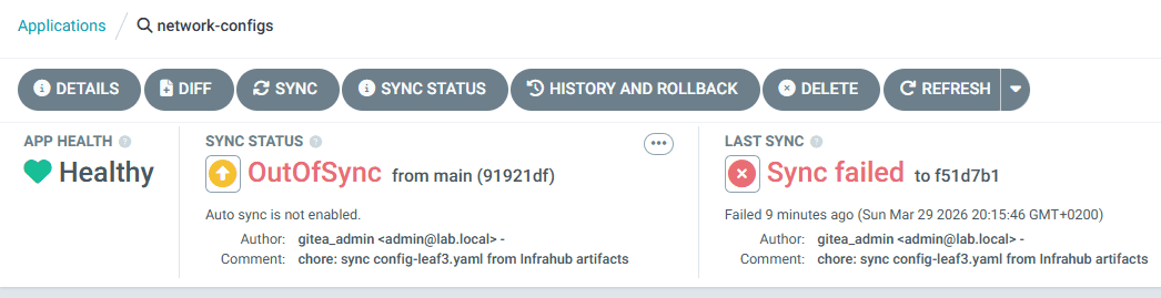 ArgoCD - OutOfSync, auto-sync disabled
